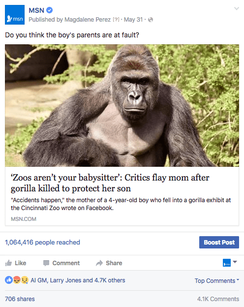 Gorilla FB post
