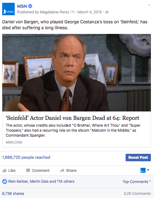 Seinfeld FB post